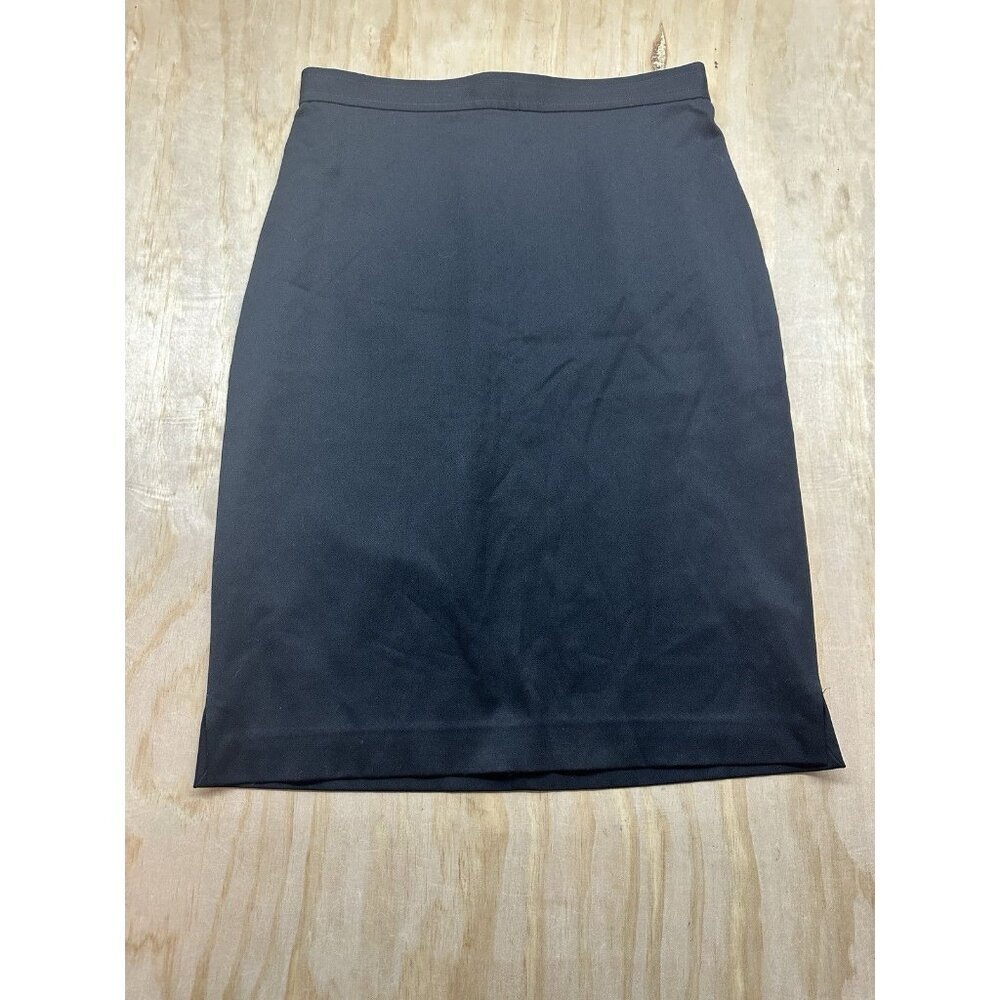 St‎ John Wool Pencil Skirt Size 6 Black Silk Lined Stretch Knee Length Capsule